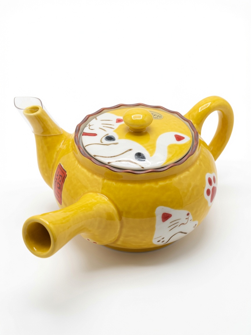 Whimsical Yellow "Kitsune" (Fox) Teapot / Solo Tea Set 【招財祈福】黃釉狐狸(Kitsune)造型茶壺 / 獨享茶具 - Image 2