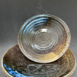 Japanese "Hidden Ocean" Black & Blue Contrast Glaze Bowl 【岩中秘境】黑陶藍釉・強烈對比風格碗 / 湯碗