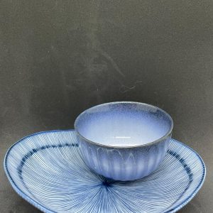 Japanese "Blue Spectrum" Fine Radial Line Rice Bowl & Plate Set 【藍色光譜】細十草紋・日式飯碗與盤組