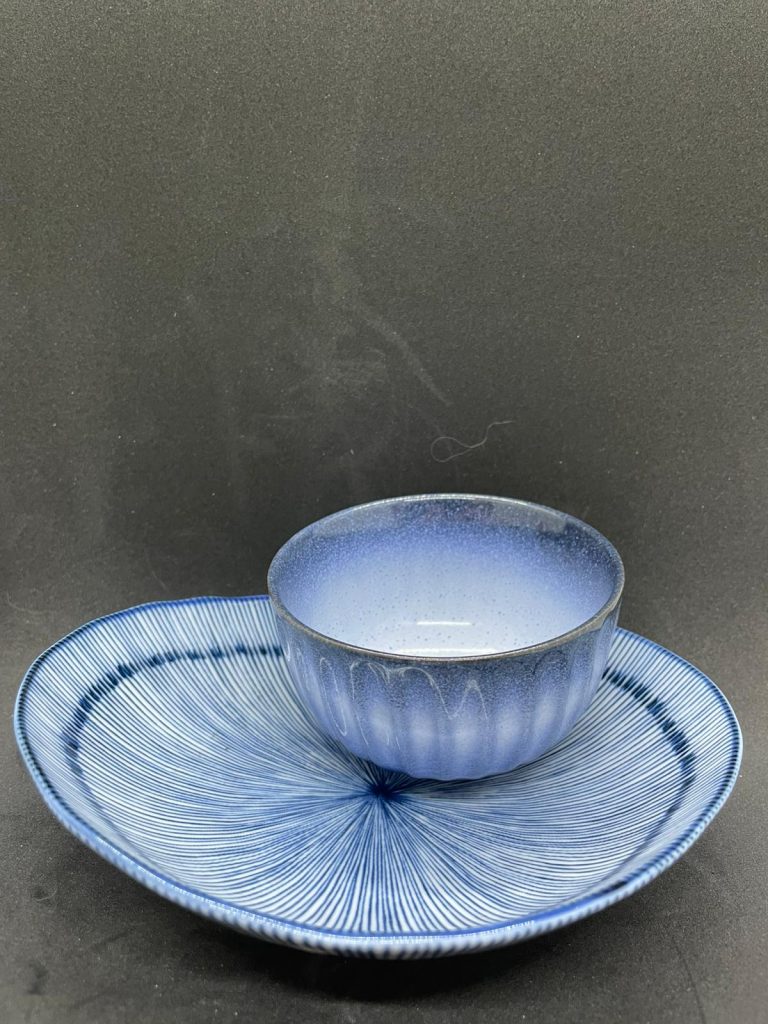 Japanese "Blue Spectrum" Fine Radial Line Rice Bowl & Plate Set 【藍色光譜】細十草紋・日式飯碗與盤組