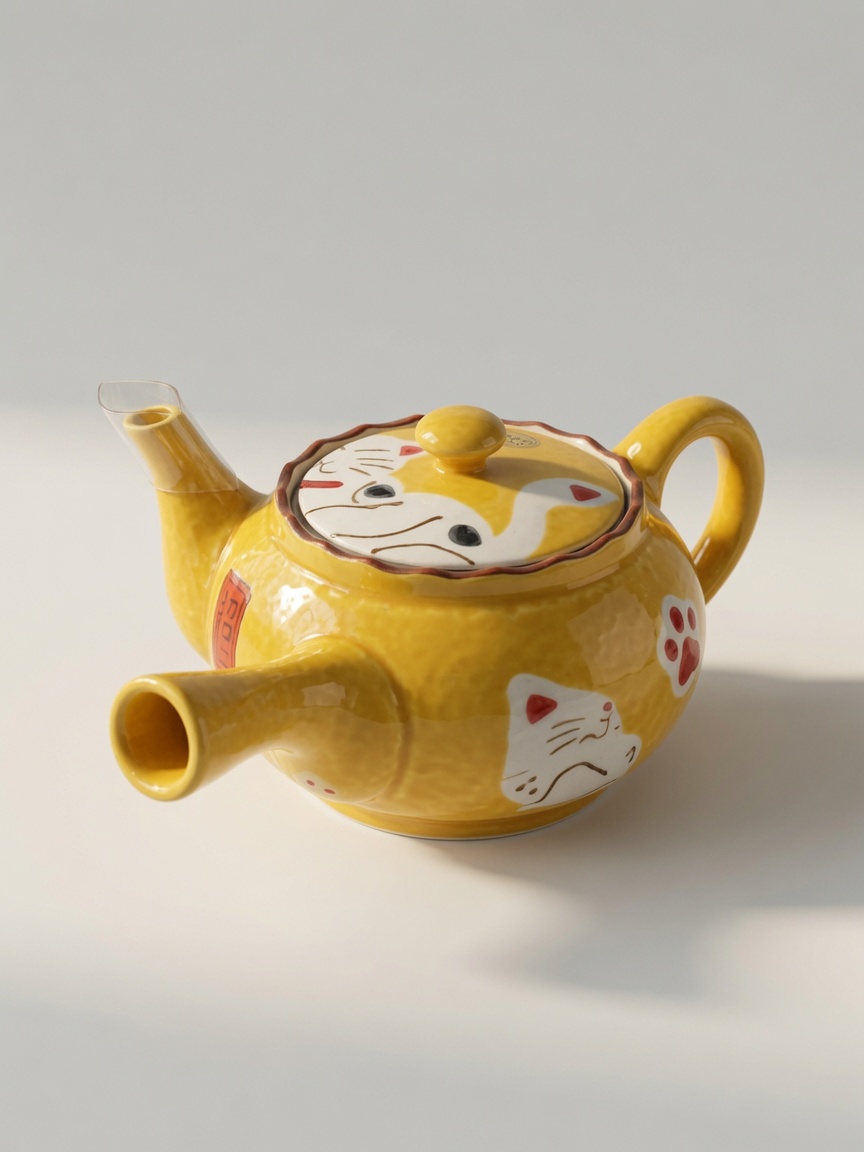 Whimsical Yellow "Kitsune" (Fox) Teapot / Solo Tea Set 【招財祈福】黃釉狐狸(Kitsune)造型茶壺 / 獨享茶具